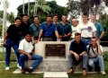 Airforce Association NSW 2AFDS photo gallery - 1991, Surrender Point, Layang-layang Beach, Labuan. Australian Army and RAAF members pictured at the memorial marking the location where Japanese forces in North Borneo formally surrendered to Allied forces on 10 September 1945. In the group are three Air